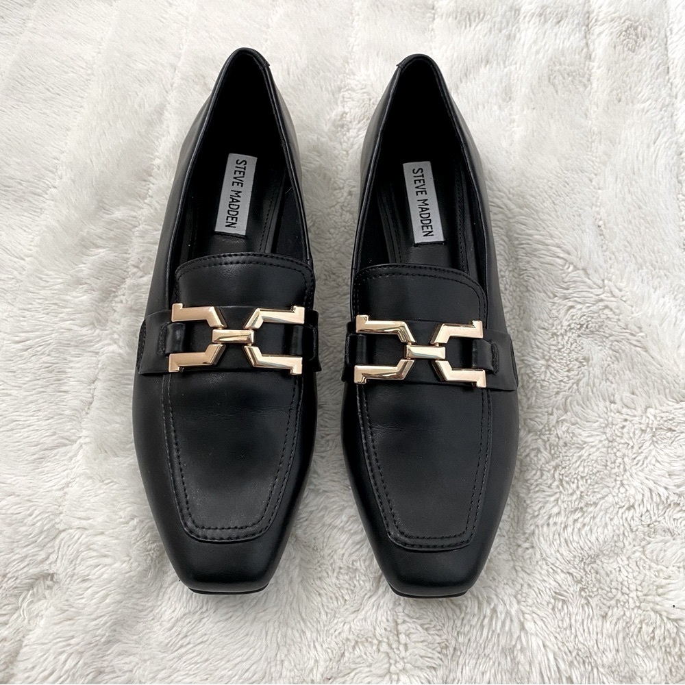 Steve Madden Ryann Bit Black Leather Loafers New Size 9